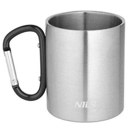 Campingbecher mit Karabiner, 300 ml Edelstahl