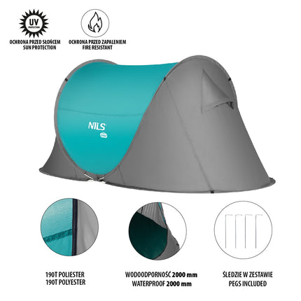 Camping-Pop-Up-Zelt, Türkis, einfacher Aufbau