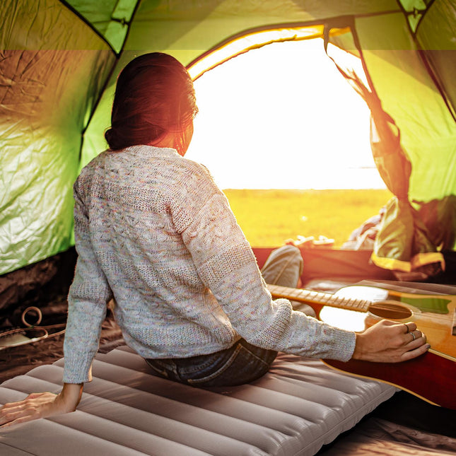 Campingslaapmat, Luchtmatras Met Voetpomp, Waterafstotend Luchtbed Met Draagtas, Slaapmat Voor Tuin, Draagvermogen Tot 120 Kg, Kaki