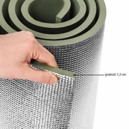 Camping Sleeping Mat, EVA Foam, Aluminum, 190x60x1.2 cm, Green