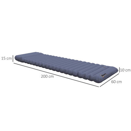 Matelas de camping gonflable hydrofuge avec pompe à pied et sac de transport, bleu, jusqu'à 80 kg