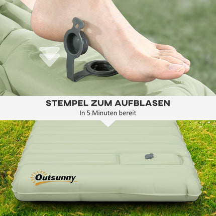 Wasserabweisende Camping-Luftmatratze mit Fußpumpe, grün