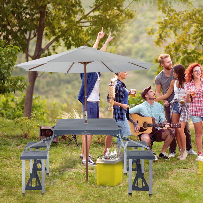 Campingtischset aus Aluminium mit 4 Klapphockern