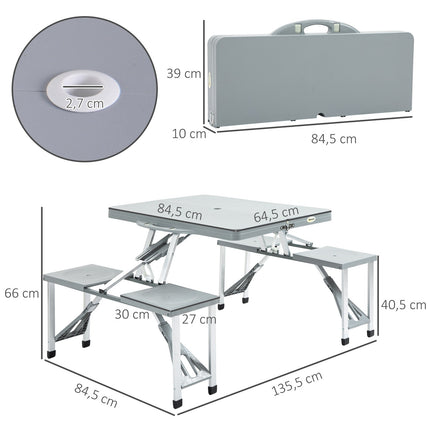 Klappbarer Camping-Picknicktisch mit 4 Aluminiumstühlen