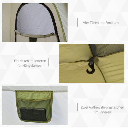 4-Personen-Zelt, leichter Aufbau, wetterfest, grün-grau