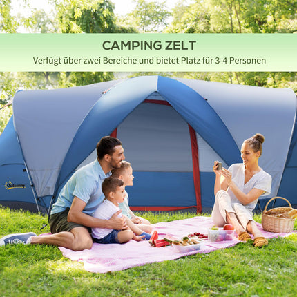 4-Personen-Camping-Tunnelzelt, UV-Schutz, wasserdicht