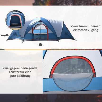 4-Personen-Camping-Tunnelzelt, UV-Schutz, wasserdicht