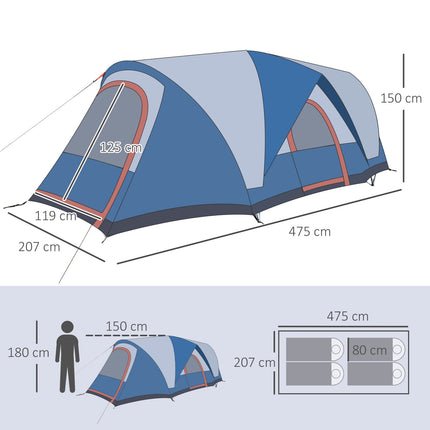 4-Personen-Camping-Tunnelzelt, UV-Schutz, wasserdicht