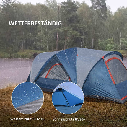 4-Personen-Camping-Tunnelzelt, UV-Schutz, wasserdicht