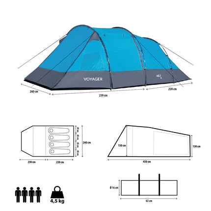 Camping Tent, 4-Person, Waterproof, Easy Setup