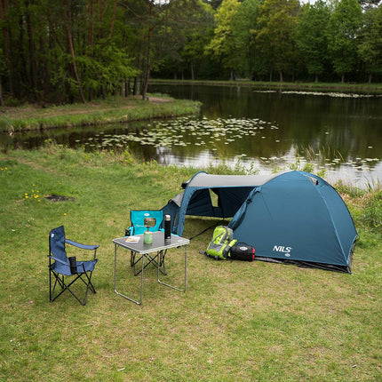 Camping Tent, Blue-Gray, 2-Person, Lightweight