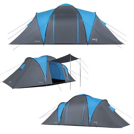 Camping Tent, Blue-Gray, 4-Person, Waterproof
