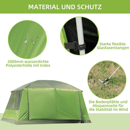 Familien-Kuppelzelt, 4-8 Personen, 2 Schlafkabinen