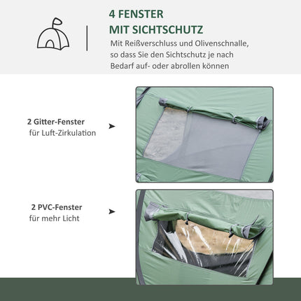 Campingzelt für 4-5 Personen, dunkelgrün/grau, wasserdicht