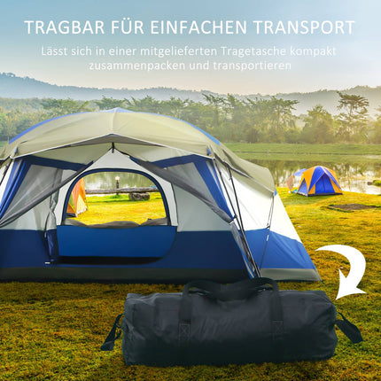 Campingzelt für 6-8 Personen, wasserdichtes Kuppelzelt mit Vorzelt