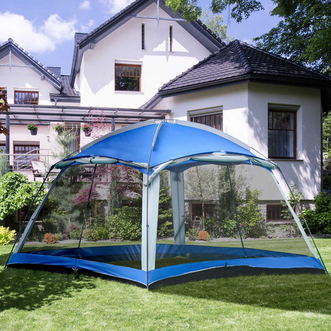8-Personen-Familienzelt mit Fenster, blau, wasserdicht