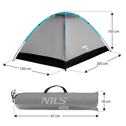 Campingzelt, Grau, 2-Personen, Wasserdicht