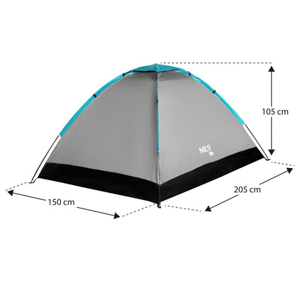 Campingzelt, Grau, 2-Personen, Wasserdicht