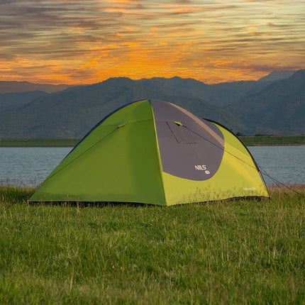 Camping Tent, Green-Gray, 2-Person, Waterproof