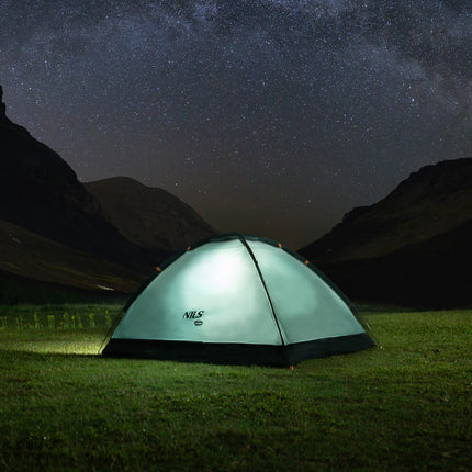 Campingzelt, Grün, Abenddämmerung, 2 Personen