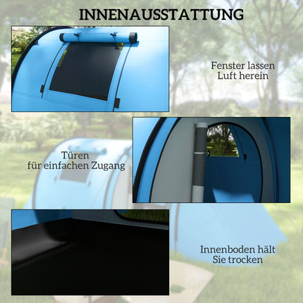 Camping Tent for 4 People, Waterproof, 2-Room Design