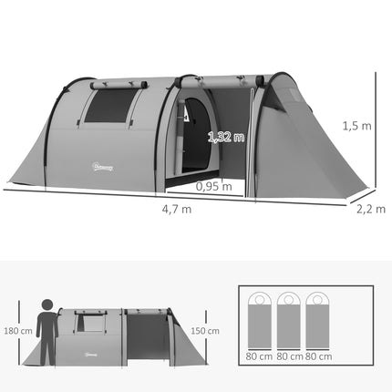 Campingzelt für 4 Personen, Wasserdicht, 2-Raum-Design