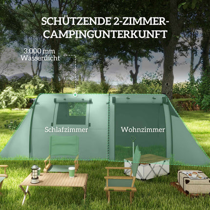 Campingzelt für 4 Personen, Wasserdicht, 2-Raum-Design
