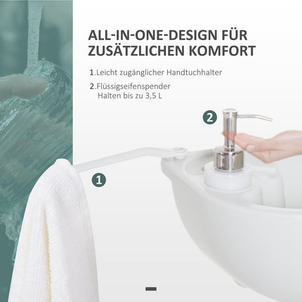 Lavabo de camping avec bac de récupération des eaux usées, réservoir d'eau de 17 litres, évier avec distributeur, mobile, en PEHD, gris, 83 x 50 x 103 cm