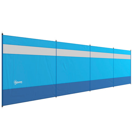 Camping windbreak, 4 panel blue privacy screen with window
