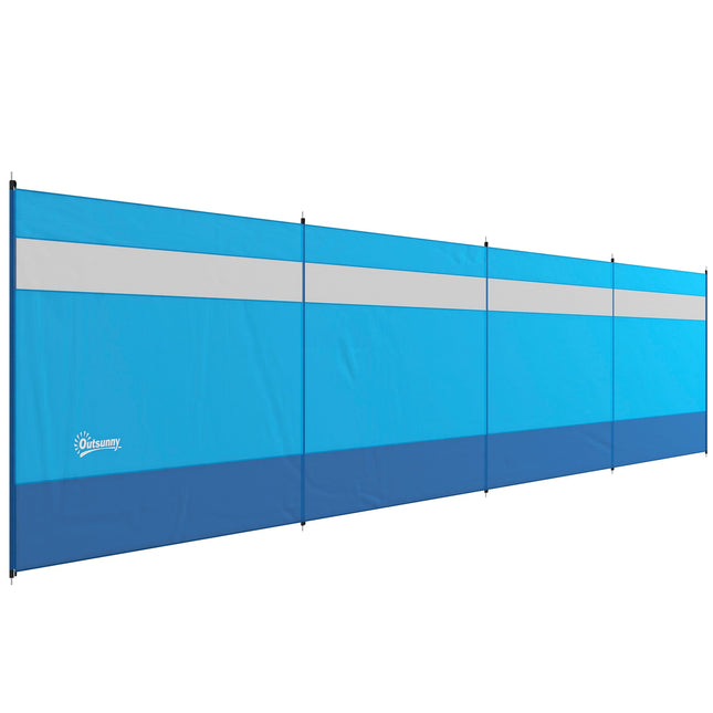 Camping Windschutz, 4-teiliger blauer Sichtschutz mit Fenster