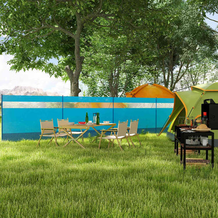 Camping windbreak, 4 panel blue privacy screen with window