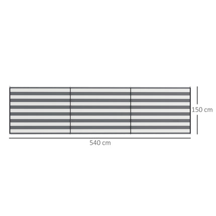 Camping-Windschutz mit Stahlstangen, 540 x 150 cm, Grau/Weiß