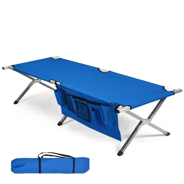 Campingbed kampeerbed opvouwbaar bed ligbed kampeerligbed belastbaar tot 204 kg 190 x 73 x 42cm blauw