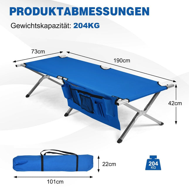 Campingbed kampeerbed opvouwbaar bed ligbed kampeerligbed belastbaar tot 204 kg 190 x 73 x 42cm blauw