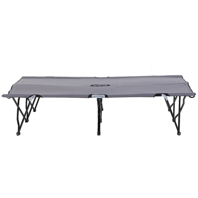 Campingbed, opvouwbaar voor 2 personen, veldbed, opklapbed met draagtas, belastbaar tot 136 kg, staal Oxford grijs 193 x 125 x 40 cm