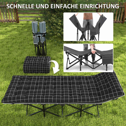 Klappbares Feldbett mit Seitentasche – rutschfest, 150 kg Tragkraft
