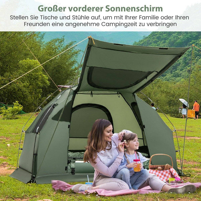 Campingbed met luifel & luchtbed & slaapzak & kussen Campingligstoel met draagtas