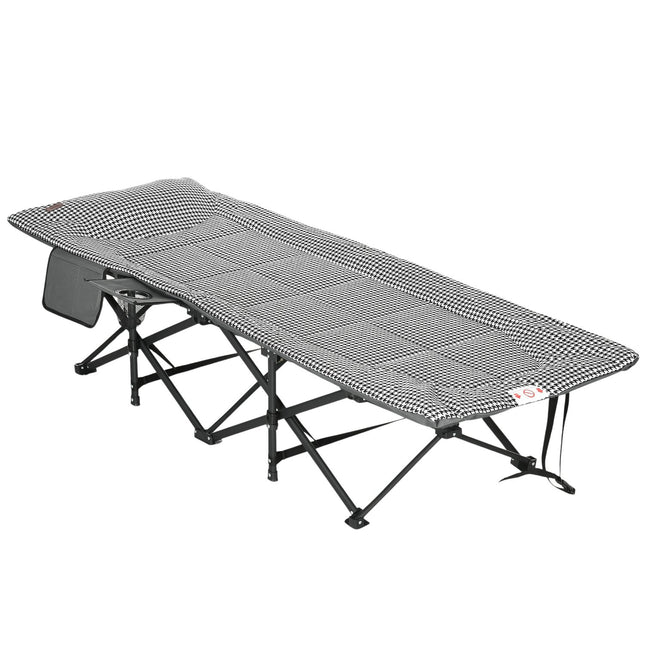 Campingliege mit Tasche und Becherhalter, schwarz, 120 kg Tragkraft
