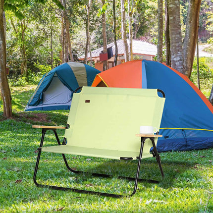 2-Sitzer-Klapp-Campingstuhl mit Getränkehalter, hellgrün