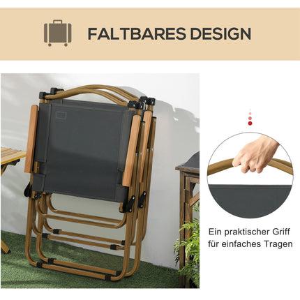 Folding camping chairs Set of 2 - Steel frame, dark grey