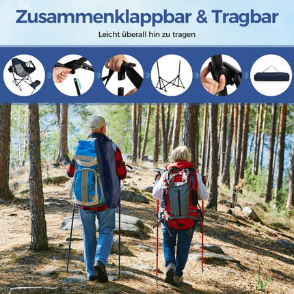 Campingstuhl mit Fußstütze &amp; verstellbarer Rückenlehne &amp; Kopfstütze &amp; Getränkehalter Angelstuhl Marineblau