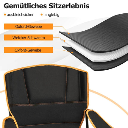 Campingstuhl mit abnehmbarer Fußstütze &amp; Getränkehalter &amp; Kühltasche. Klappbarer Angelstuhl