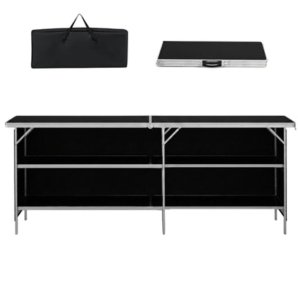 Campingschrank faltbar tragbare Campingküche mit 2 Etagenregalen 206 x 38 x 83 cm schwarz