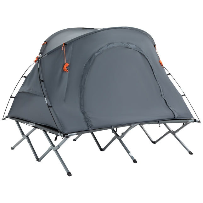 Camping-Kuppelzelt mit Luftmatratze, 2 Personen, grau