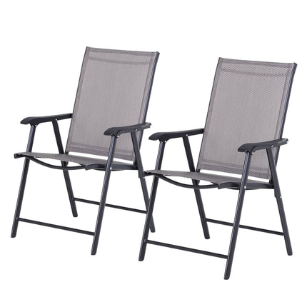 Camping-Klappstühle 2er-Set, Metall, Armlehnen, grau