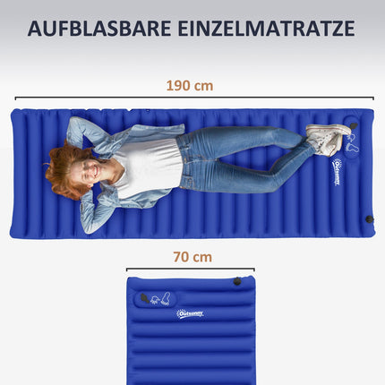 Camping-Luftmatratze mit Fußpumpe, wasserabweisend, 120 kg Tragkraft