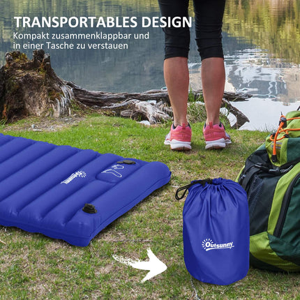 Camping-Luftmatratze mit Fußpumpe, wasserabweisend, 120 kg Tragkraft