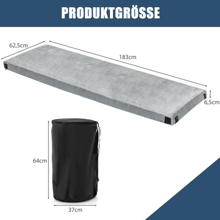 Camping Isomatte, Campingmatratze aus Memory Foam, Leichte Isomatte mit Flanellbezug, 183 x 62,5 x 6,5 cm, Grau