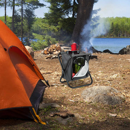 Camping stool with cooler bag