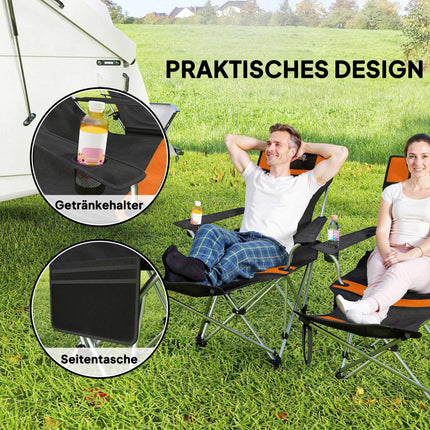 Campingstuhl Mit Fußstütze, 600D Oxford-Stoff, 2er Set